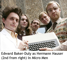 Picture shows: (l-r) STEFAN BUTLER as Roger (2nd from left), MARTIN FREEMAN as Chris Curry, EDWARD BAKER-DULY as Hermann Hauser, SAM PHILLIPS as Steve. TX: BBC FOUR Thursday 8th October 2009