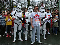 Scott Mills & the storm-troopers get ready to run