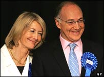 مايکل هوارد و همسرش پس از پيروزی در حوزه انتخابيه وی