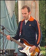 Richard concentrates on his bass