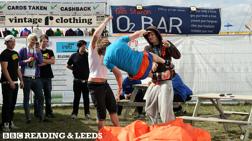 Backstage at Reading on the BBC Introducing stage.