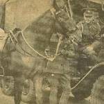 Saying a fond farewell in 1938 to my horse Pancho at the final mounted parade of the 4/7 Dragoon Guards at Dreghorn prior to mechanisation. I'm in the driving seat.