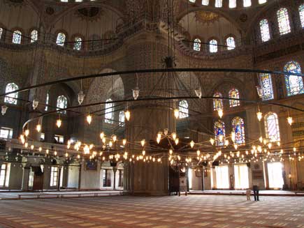 Interior of the Blue Mosque in Istanbul