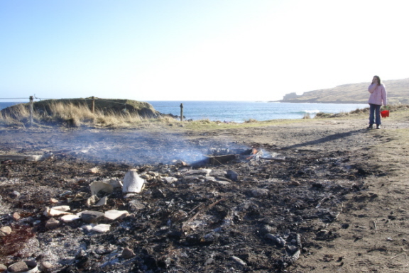 The morning after. Not much left of the galley!