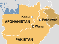 Mapa oblasti na hranicích Pákistánu a Afghánistánu