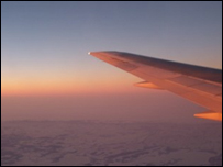 Flying over Greenland on the way to the USA