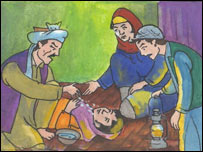 اکبر، زرمينه، قمبرگل و پلوشه