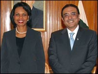 صدر زرداری اور کونڈولیزا رائس 