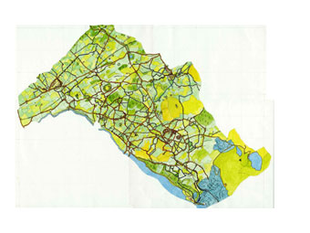 Map gwreiddiol o Landdeiniolen, gan Gareth Roberts.