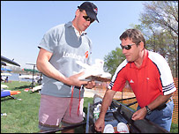 Jürgen Gröbler and Matthew Pinsent in 2001