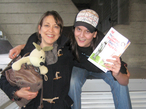 Disabled theatre-goer Anna Dragicevic with actor Nicola Walker from The Curious Incident of the Dog in the Night-time. (Photo taken by Lucy Clark)