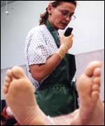 A corpse awaiting a post mortem