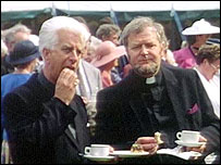 Clergy drinking tea