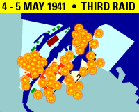 Map showing targetted areas during the third raid