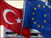 پرچم های ترکیه و اتحادیه اروپا