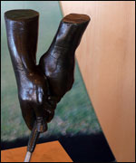 A cast of Seve Ballesteros' hands on display in The British Golf Museum