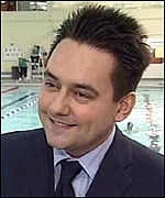 Stephen Twigg at swimming pool
