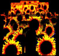 Os "girassois" de Bob Geldof iluminando um dos lados do Arco de Wellington