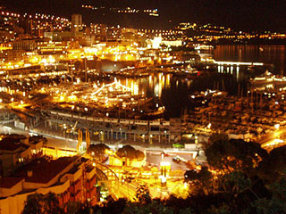 A view of the bright lights of Monte Carlo at night