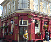 Alison outside the Queen Vic
