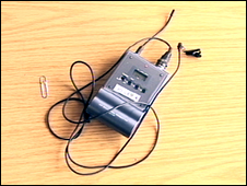 Typical radio mic next to paperclip to give a sense of scale