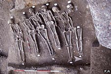 Skeletons of plague victims