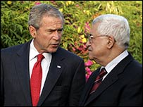 جورج بوش و محمود عباس رییس تشکیلات فلسطینی