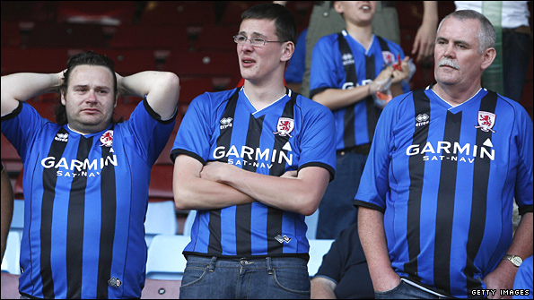 Dejected Middlesbrough fans