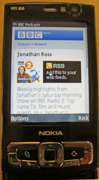 Screenshot of BBC Podcasts on the Nokia N95