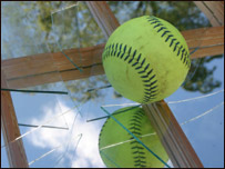 A ball smashing a window