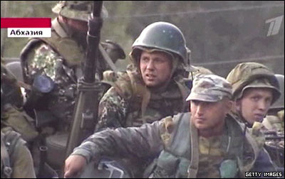 سربازان روسیه در آبخاز - تصویر از شبکه یک تلویزیون روسیه