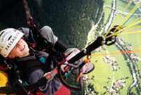 Ian suspended high above the ground