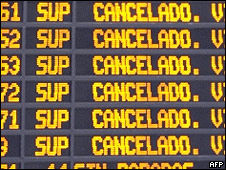 Pantalla aeropueto de Madrid