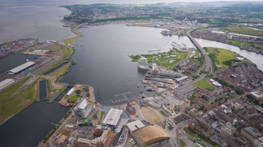 Cardiff Bay, Wales from above.