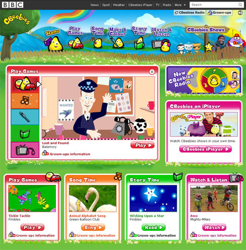 almost idential CBeebies website screengrab