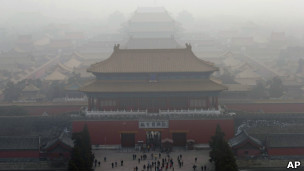 雾霾中的故宫博物馆