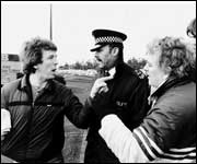 A clash on the picket line at Bilston Glen colliery. Photo courtesy of The Daily Record.