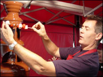 man with chocolate fountain