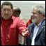 Hugo Chávez e Luiz Inácio Lula da Silva na cerimônia de lançamento do projeto petroquímico em Barcelona, Venezuela