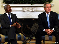BM Genel Sekreteri Kofi Annan'ın ABD Başkanı george Bush ile görüşmesi