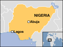 Map of Nigeria marking Lagos and Abuja