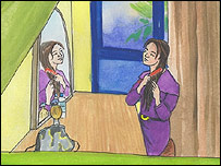 زهره خودش را در آئینه نگاه می کند.