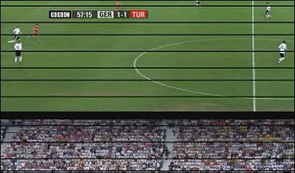 Imagen de la transmisión de televisión de la BBC del encuentro Alemania-Turquía