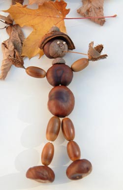 figure made from autumnal nuts