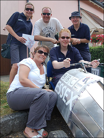 Ray Clark Breakfast Show team at the Pebmarsh Billy Cart Grand Prix