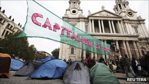 Occupy London Stock exhchange protesters camp outside St Pauls Cathedral