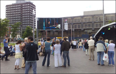 The crowd gathered in Centre Square in Middlesbrough 