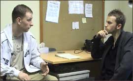 Dave Aldridge (right) talks to an addict about his problems
