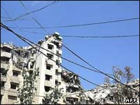 ساختمان بمباران شده در بيروت