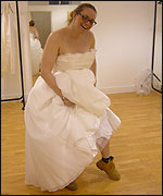 Natalie tries wedding dress